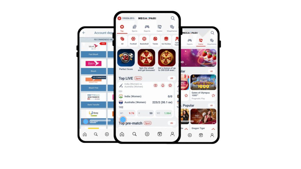 BD71 Sports Guide hero banner showing Megapari mobile app interface with sports betting, account opening, promo codes, and app tricks for Bangladesh users